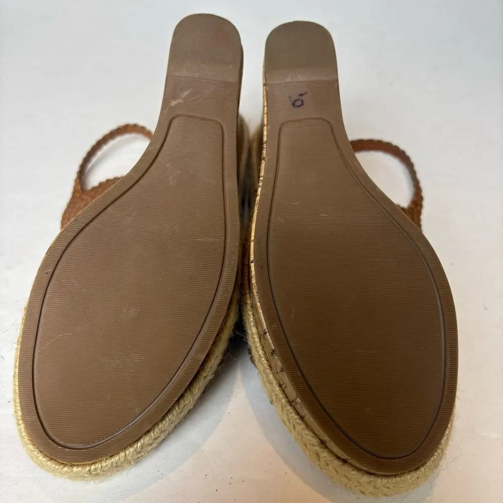 Madden Girl Brown High Wedge Sandals Kahara Braided Straps Size 7.5M